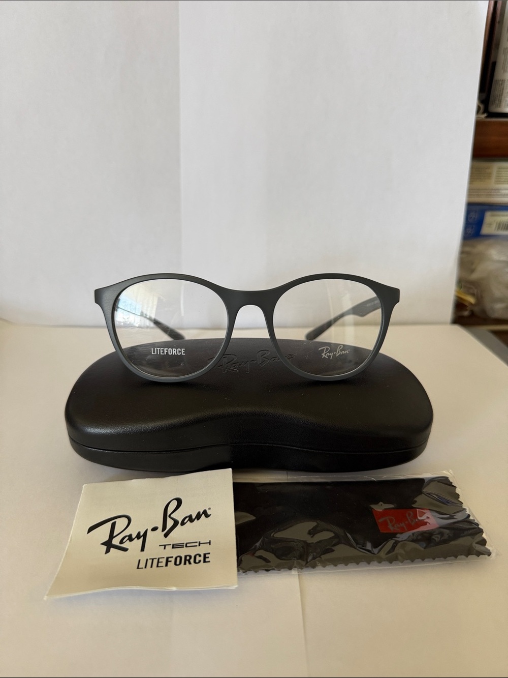 Ray-Ban RB7166 (5521) Liteforce Matte Gray Men’s Round Eyeglasses Frame